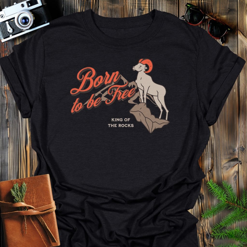Free Bighorn Sheep T-Shirt In Black / S Lightweight adventure tee for outdoor lovers Perfect for hiking camping or road trips Made from soft breathable cotton for all-day comfort Ideal for nature lovers and adventurers FAYO Threads outdoor apparel remember Fun Awaits You Outside