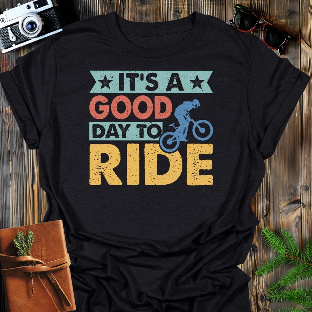 Good Day to Ride T-Shirt In Black / S Lightweight adventure tee for outdoor lovers Perfect for hiking camping or road trips Made from soft breathable cotton for all-day comfort Ideal for nature lovers and adventurers FAYO Threads outdoor apparel remember Fun Awaits You Outside