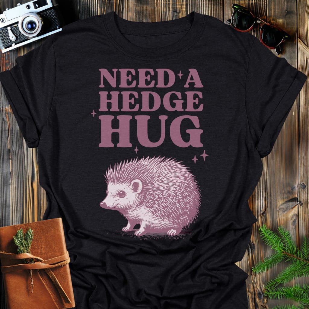 Hedge Hug T-Shirt In Black / S Lightweight adventure tee for outdoor lovers Perfect for hiking camping or road trips Made from soft breathable cotton for all-day comfort Ideal for nature lovers and adventurers FAYO Threads outdoor apparel remember Fun Awaits You Outside