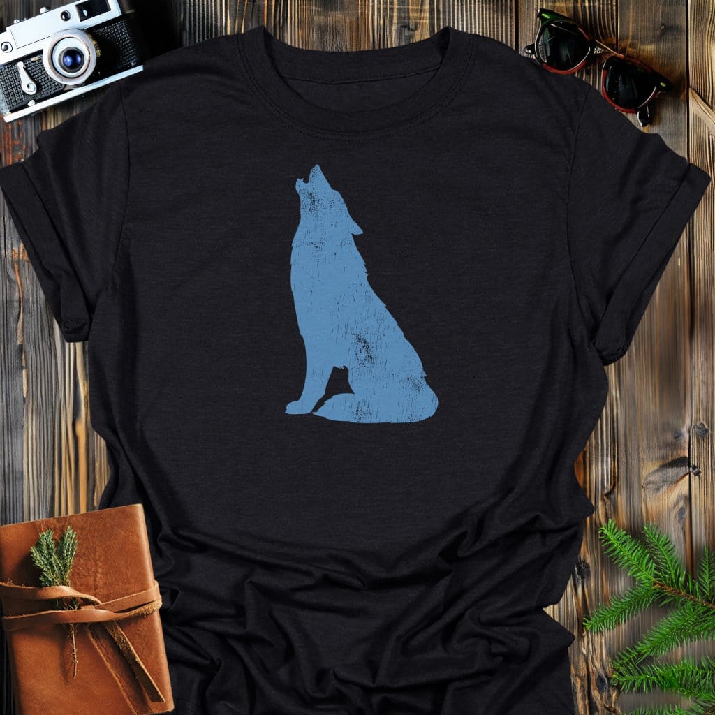 Lone Howl T-Shirt In Black / S Lightweight adventure tee for outdoor lovers Perfect for hiking camping or road trips Made from soft breathable cotton for all-day comfort Ideal for nature lovers and adventurers FAYO Threads outdoor apparel remember Fun Awaits You Outside