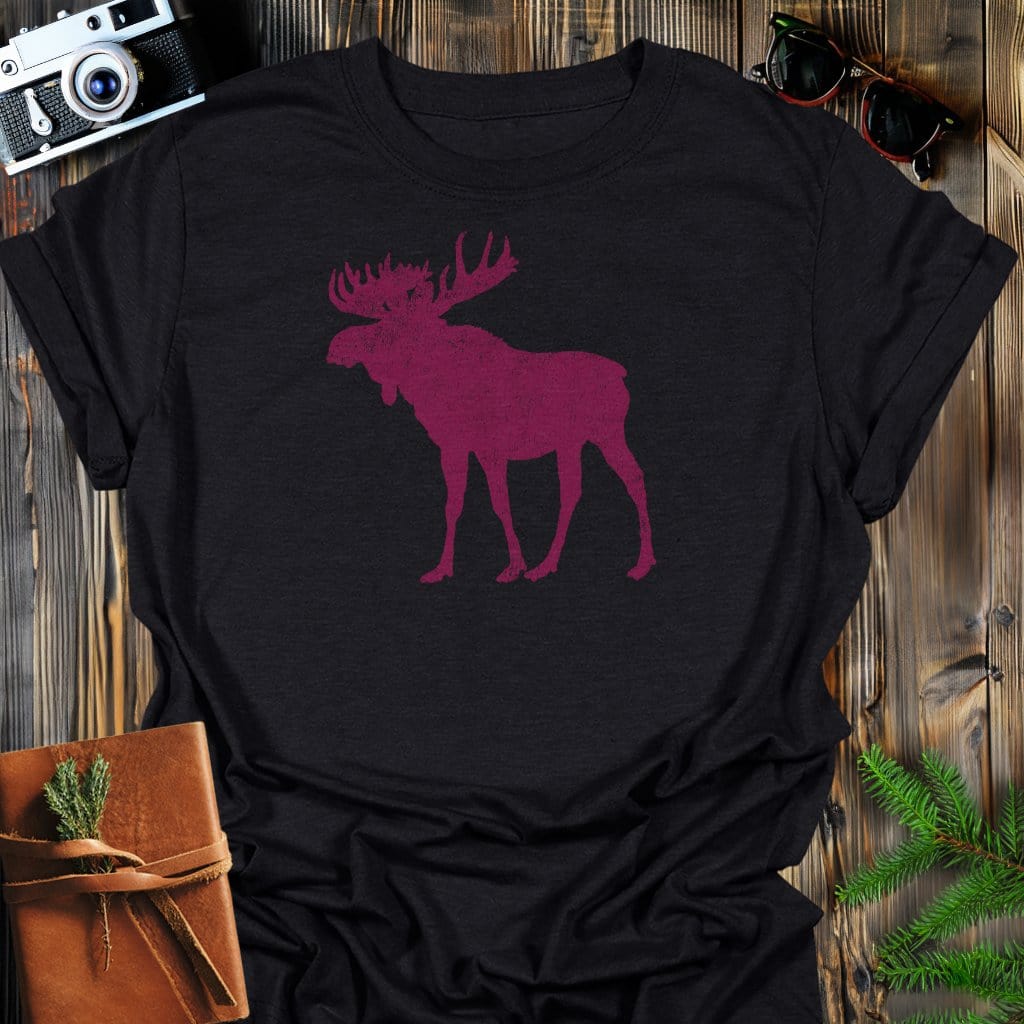 Majestic Moose T-Shirt In Black / S Lightweight adventure tee for outdoor lovers Perfect for hiking camping or road trips Made from soft breathable cotton for all-day comfort Ideal for nature lovers and adventurers FAYO Threads outdoor apparel remember Fun Awaits You Outside