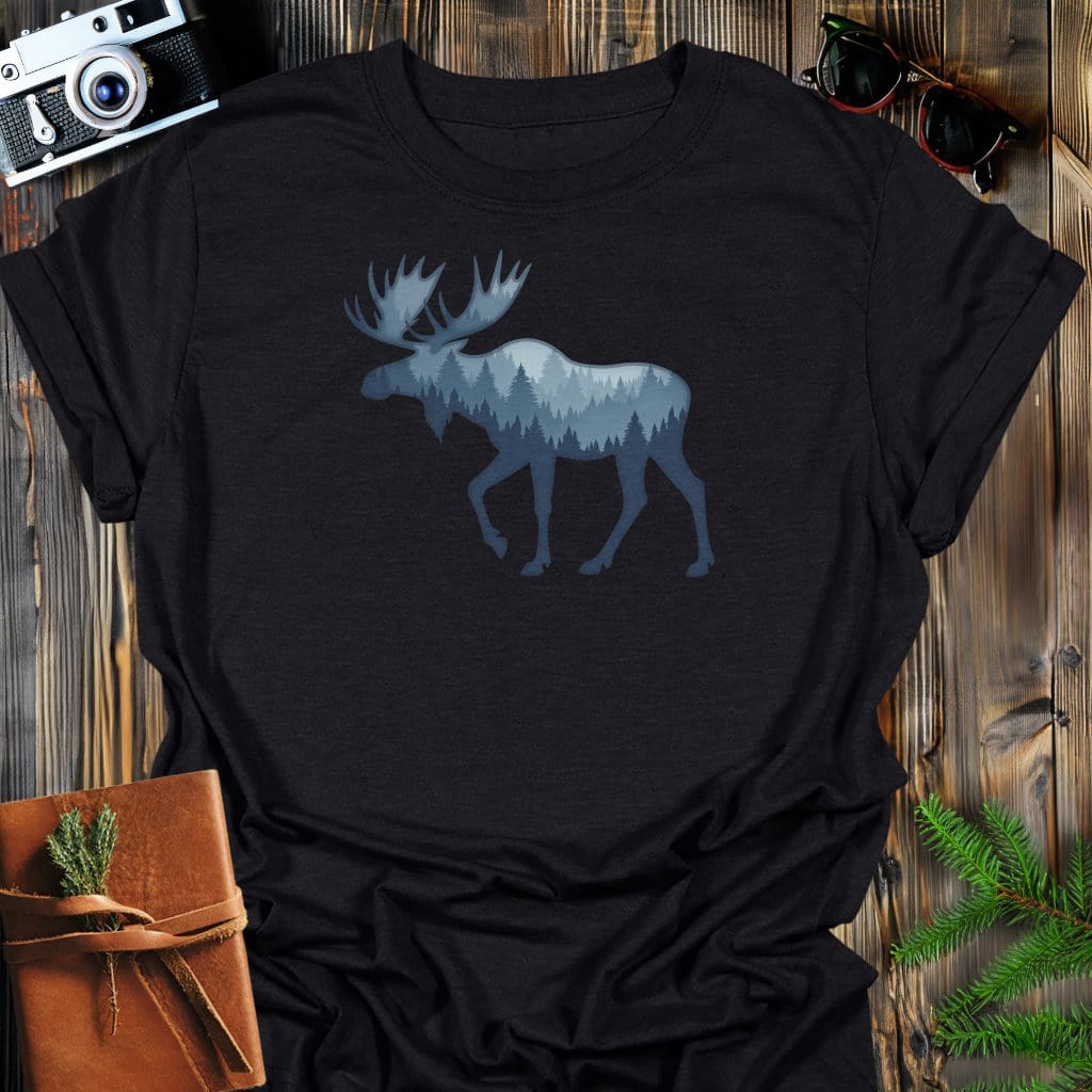 Mystic Moose T-Shirt In Black / S Lightweight adventure tee for outdoor lovers Perfect for hiking camping or road trips Made from soft breathable cotton for all-day comfort Ideal for nature lovers and adventurers FAYO Threads outdoor apparel remember Fun Awaits You Outside