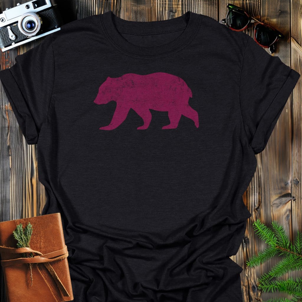 Roaming Bear T-Shirt In Black / S Lightweight adventure tee for outdoor lovers Perfect for hiking camping or road trips Made from soft breathable cotton for all-day comfort Ideal for nature lovers and adventurers FAYO Threads outdoor apparel remember Fun Awaits You Outside