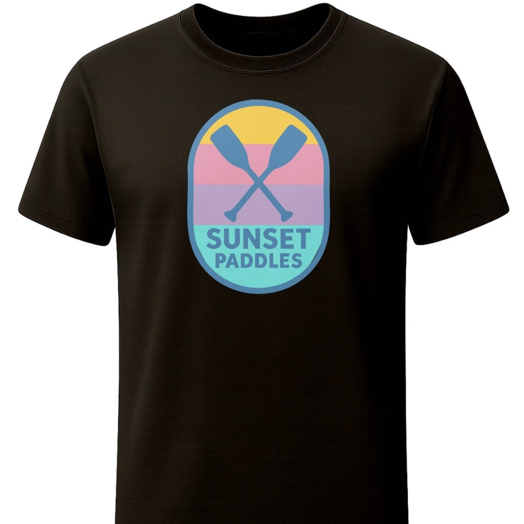 Sunset Paddles T-Shirt In S / Black Lightweight adventure tee for outdoor lovers Perfect for hiking camping or road trips Made from soft breathable cotton for all-day comfort Ideal for nature lovers and adventurers FAYO Threads outdoor apparel remember Fun Awaits You Outside