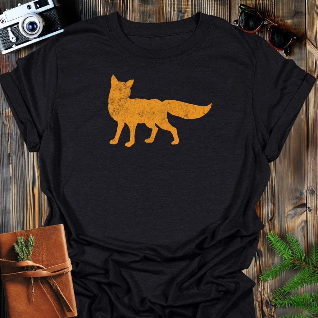 Wild Fox T-Shirt In Black / S Lightweight adventure tee for outdoor lovers Perfect for hiking camping or road trips Made from soft breathable cotton for all-day comfort Ideal for nature lovers and adventurers FAYO Threads outdoor apparel remember Fun Awaits You Outside