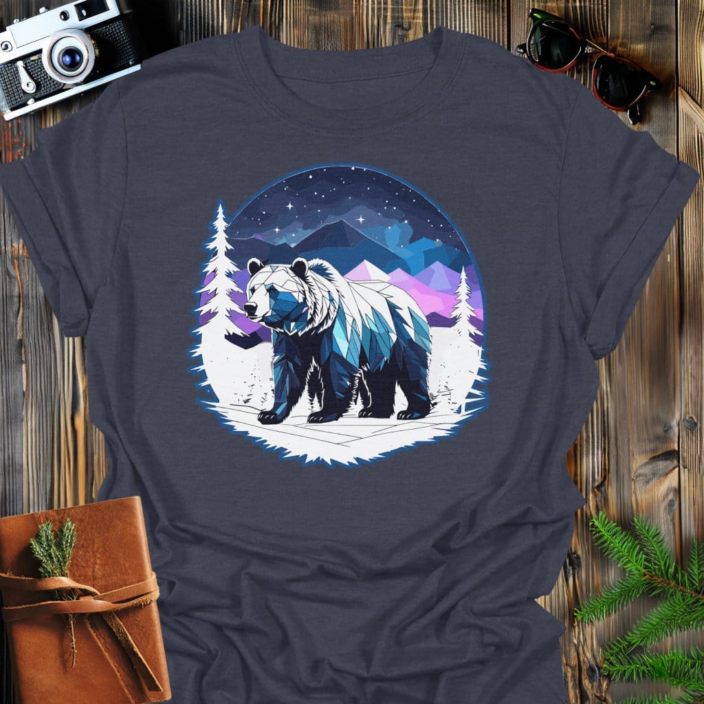 Crystal Bear T-Shirt In Dark Heather / S Lightweight adventure tee for outdoor lovers Perfect for hiking camping or road trips Made from soft breathable cotton for all-day comfort Ideal for nature lovers and adventurers FAYO Threads outdoor apparel remember Fun Awaits You Outside