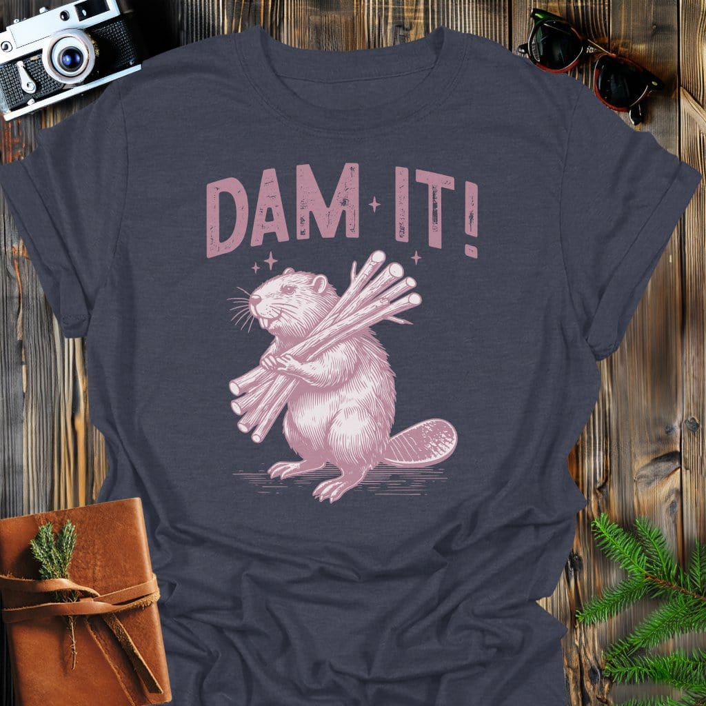 Dam It Beaver T-Shirt In Dark Heather / S Lightweight adventure tee for outdoor lovers Perfect for hiking camping or road trips Made from soft breathable cotton for all-day comfort Ideal for nature lovers and adventurers FAYO Threads outdoor apparel remember Fun Awaits You Outside