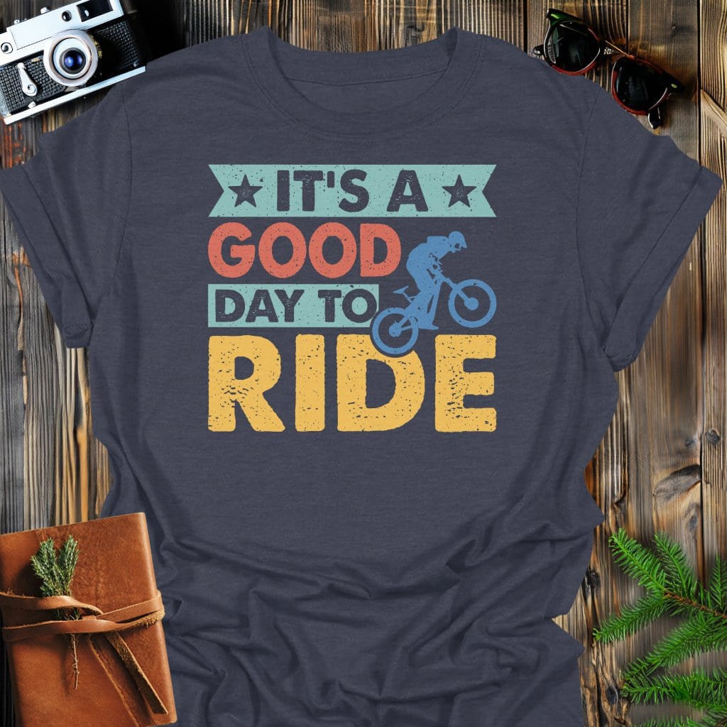 Good Day to Ride T-Shirt In Dark Heather / S Lightweight adventure tee for outdoor lovers Perfect for hiking camping or road trips Made from soft breathable cotton for all-day comfort Ideal for nature lovers and adventurers FAYO Threads outdoor apparel remember Fun Awaits You Outside