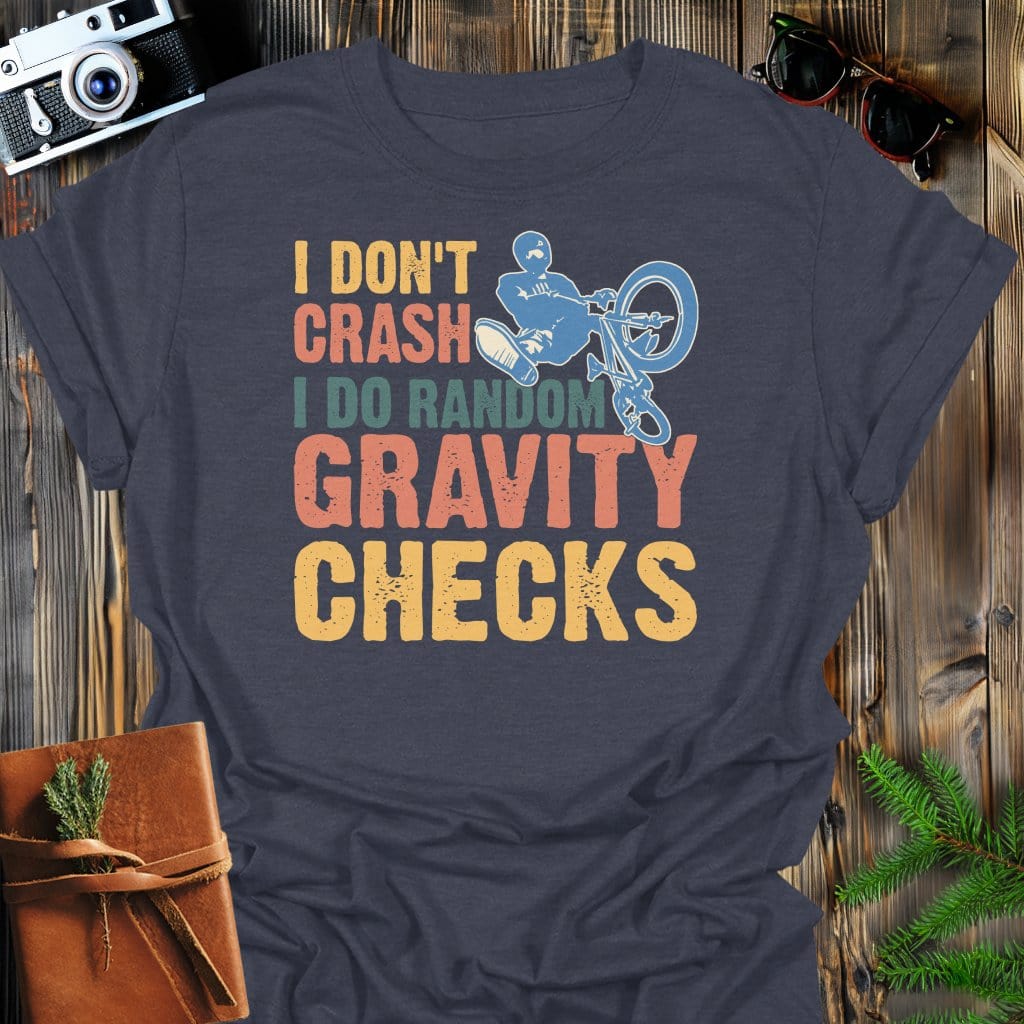 Gravity Check T-Shirt In Dark Heather / S Lightweight adventure tee for outdoor lovers Perfect for hiking camping or road trips Made from soft breathable cotton for all-day comfort Ideal for nature lovers and adventurers FAYO Threads outdoor apparel remember Fun Awaits You Outside