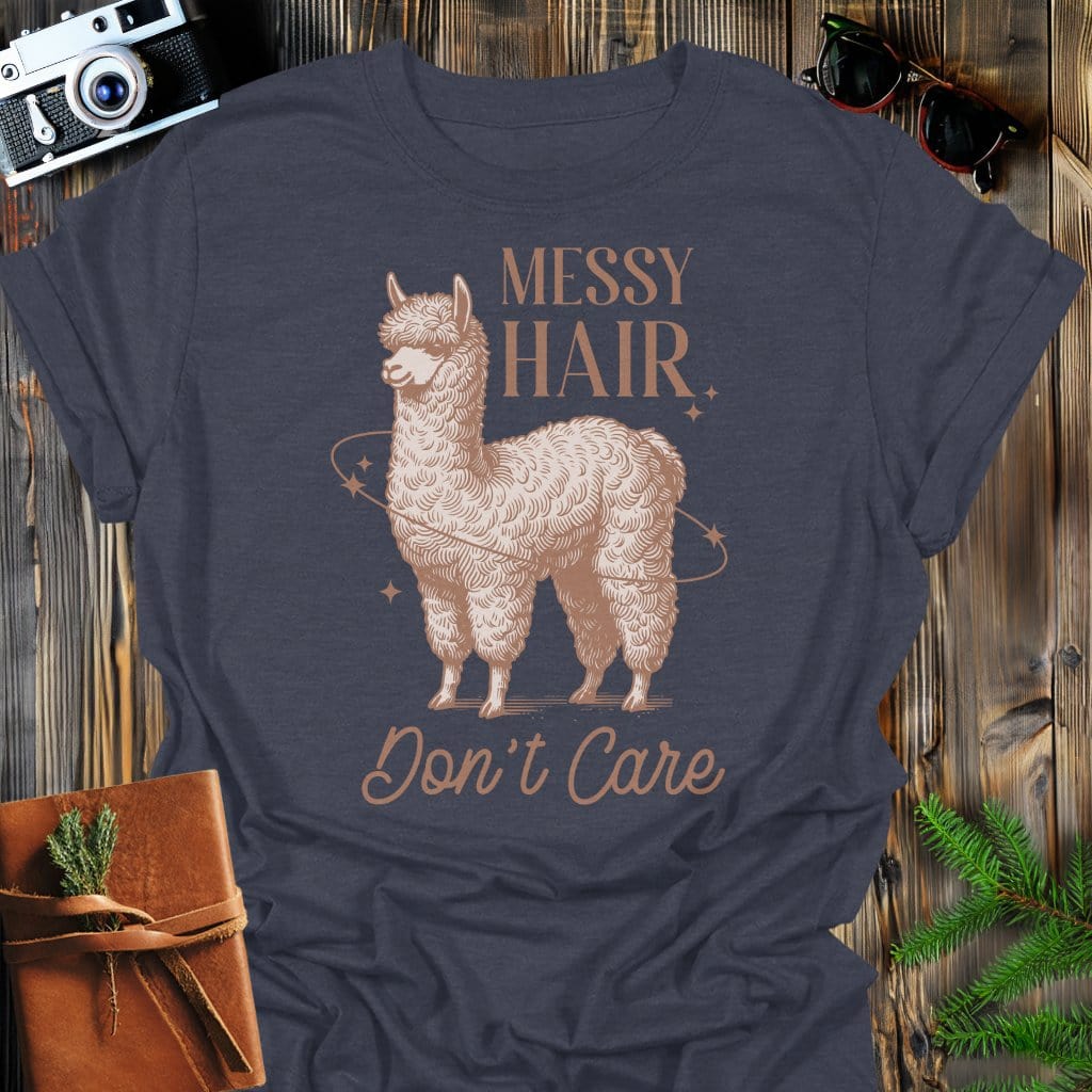 Messy Hair T-Shirt In Dark Heather / S Lightweight adventure tee for outdoor lovers Perfect for hiking camping or road trips Made from soft breathable cotton for all-day comfort Ideal for nature lovers and adventurers FAYO Threads outdoor apparel remember Fun Awaits You Outside
