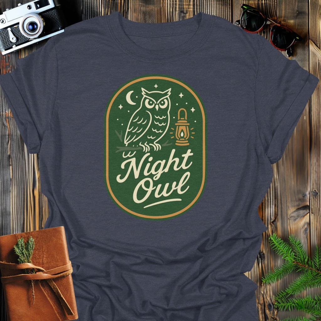 Night Owl T-Shirt In S / Dark Heather Lightweight adventure tee for outdoor lovers Perfect for hiking camping or road trips Made from soft breathable cotton for all-day comfort Ideal for nature lovers and adventurers FAYO Threads outdoor apparel remember Fun Awaits You Outside