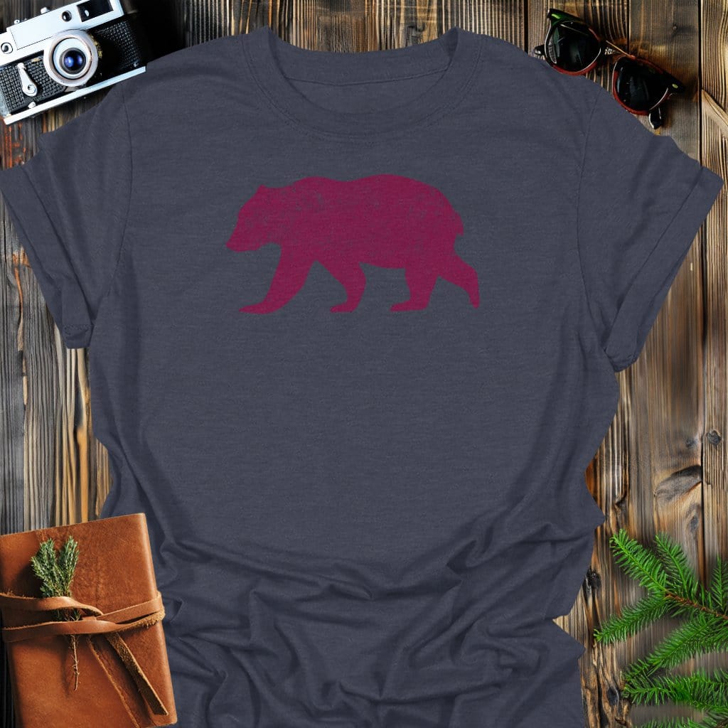Roaming Bear T-Shirt In Dark Heather / S Lightweight adventure tee for outdoor lovers Perfect for hiking camping or road trips Made from soft breathable cotton for all-day comfort Ideal for nature lovers and adventurers FAYO Threads outdoor apparel remember Fun Awaits You Outside
