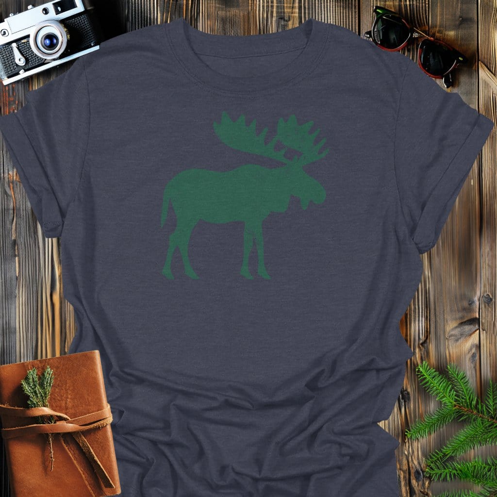 Rustic Moose T-Shirt In Dark Heather / S Lightweight adventure tee for outdoor lovers Perfect for hiking camping or road trips Made from soft breathable cotton for all-day comfort Ideal for nature lovers and adventurers FAYO Threads outdoor apparel remember Fun Awaits You Outside