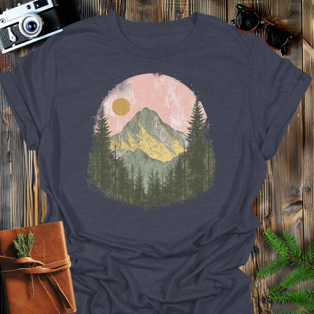 Rustic Summit T-Shirt In Dark Heather / S Lightweight adventure tee for outdoor lovers Perfect for hiking camping or road trips Made from soft breathable cotton for all-day comfort Ideal for nature lovers and adventurers FAYO Threads outdoor apparel remember Fun Awaits You Outside