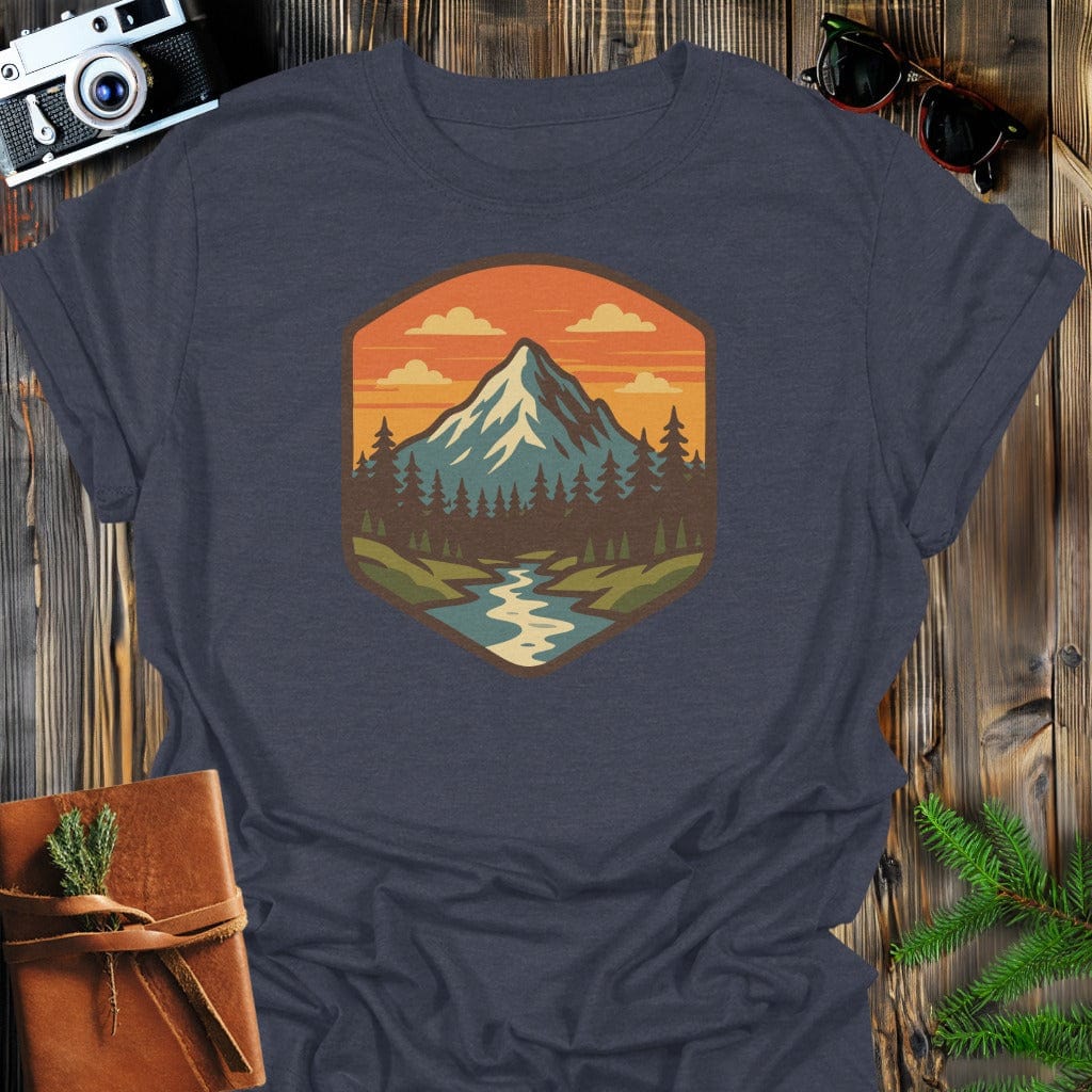 Vintage Majestic Mountain T-Shirt In S / Dark Heather Lightweight adventure tee for outdoor lovers Perfect for hiking camping or road trips Made from soft breathable cotton for all-day comfort Ideal for nature lovers and adventurers FAYO Threads outdoor apparel remember Fun Awaits You Outside