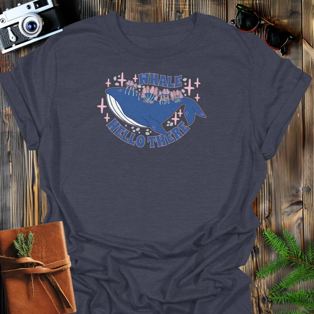 Whale Hello T-Shirt In Dark Heather / S Lightweight adventure tee for outdoor lovers Perfect for hiking camping or road trips Made from soft breathable cotton for all-day comfort Ideal for nature lovers and adventurers FAYO Threads outdoor apparel remember Fun Awaits You Outside