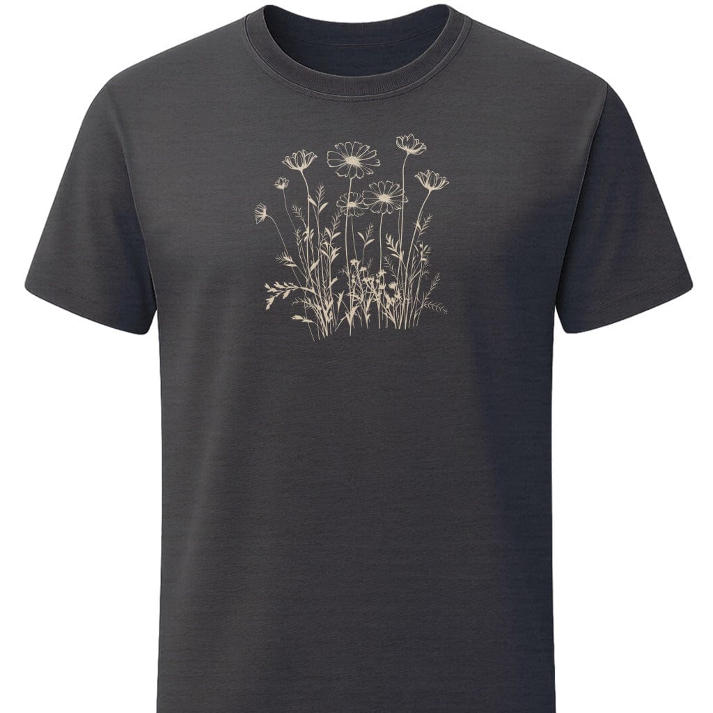 Wildflower Lines T-Shirt In S / Dark Heather Lightweight adventure tee for outdoor lovers Perfect for hiking camping or road trips Made from soft breathable cotton for all-day comfort Ideal for nature lovers and adventurers FAYO Threads outdoor apparel remember Fun Awaits You Outside