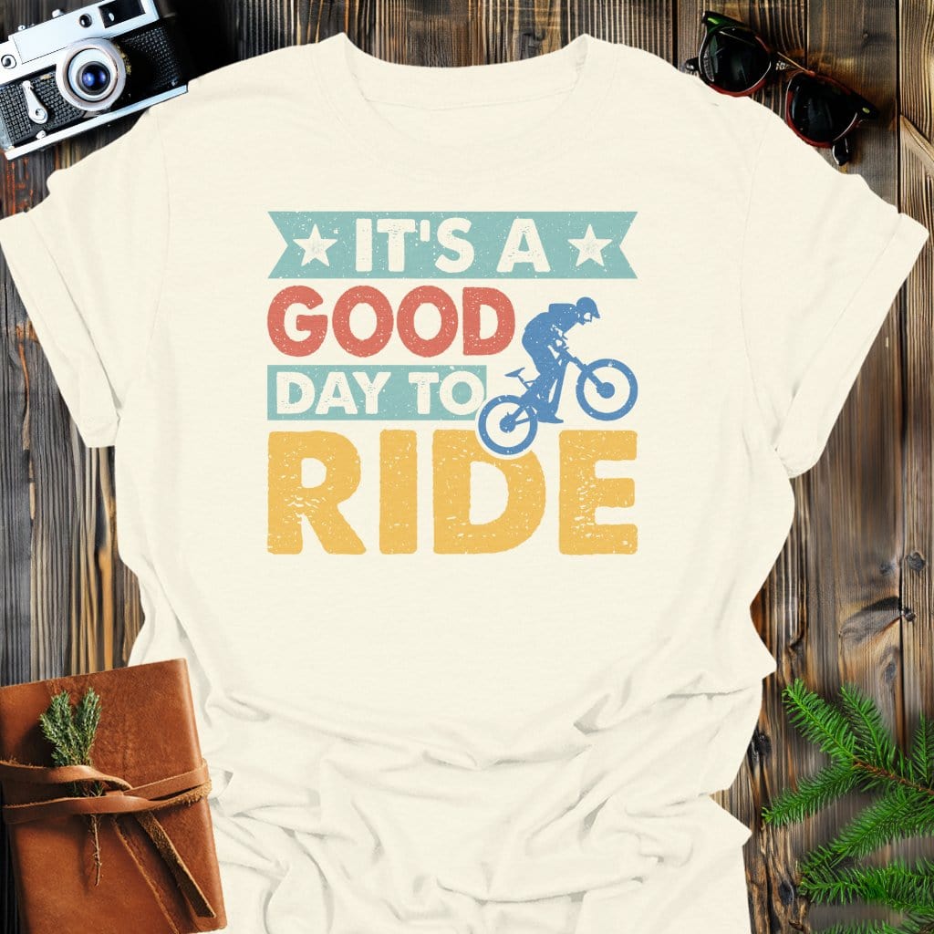 Good Day to Ride T-Shirt In Natural / S Lightweight adventure tee for outdoor lovers Perfect for hiking camping or road trips Made from soft breathable cotton for all-day comfort Ideal for nature lovers and adventurers FAYO Threads outdoor apparel remember Fun Awaits You Outside