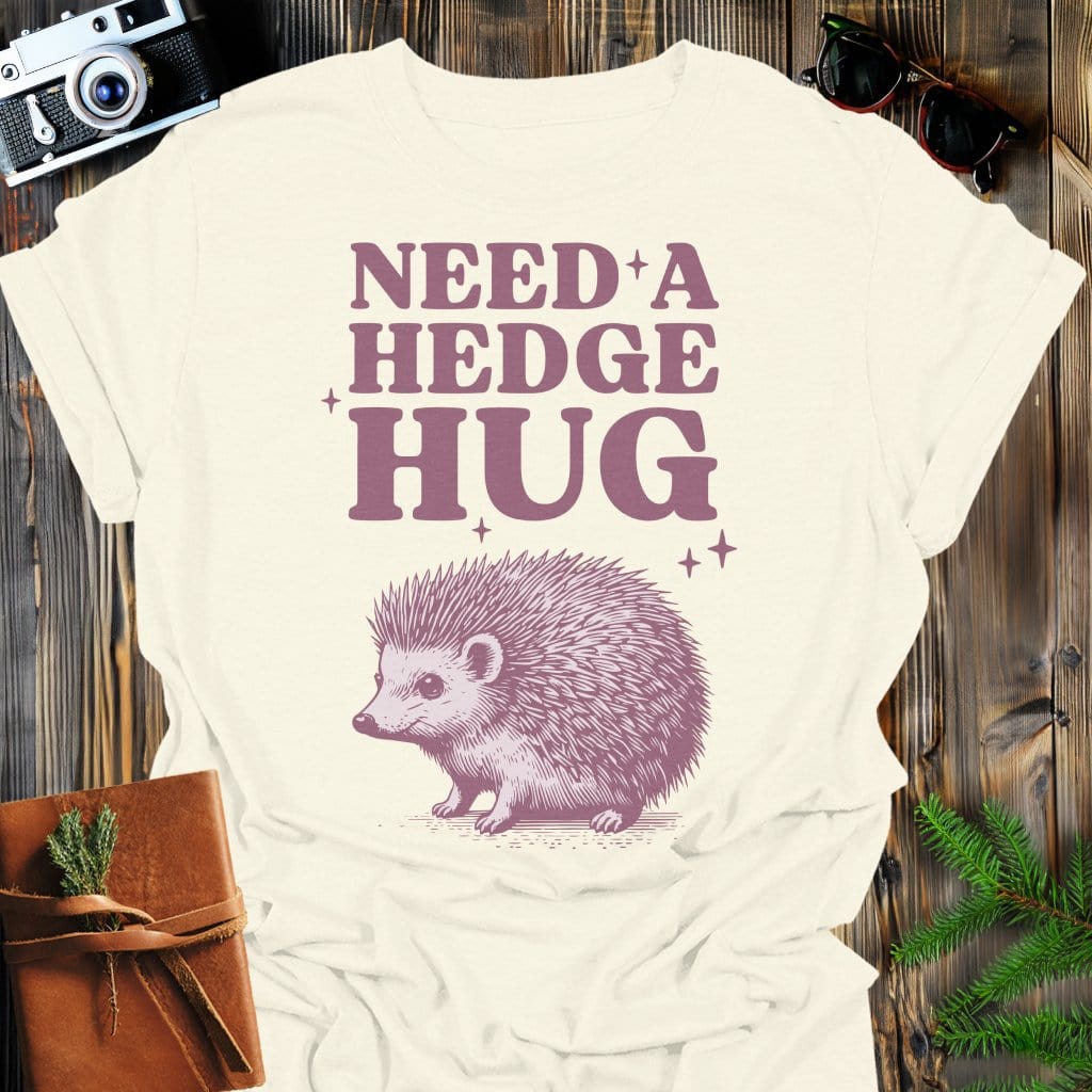 Hedge Hug T-Shirt In Natural / S Lightweight adventure tee for outdoor lovers Perfect for hiking camping or road trips Made from soft breathable cotton for all-day comfort Ideal for nature lovers and adventurers FAYO Threads outdoor apparel remember Fun Awaits You Outside