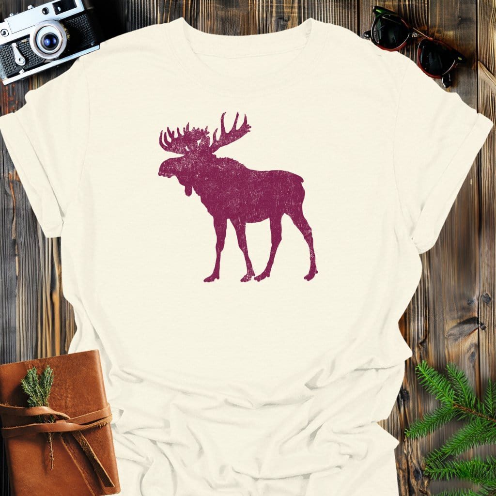 Majestic Moose T-Shirt In Natural / S Lightweight adventure tee for outdoor lovers Perfect for hiking camping or road trips Made from soft breathable cotton for all-day comfort Ideal for nature lovers and adventurers FAYO Threads outdoor apparel remember Fun Awaits You Outside