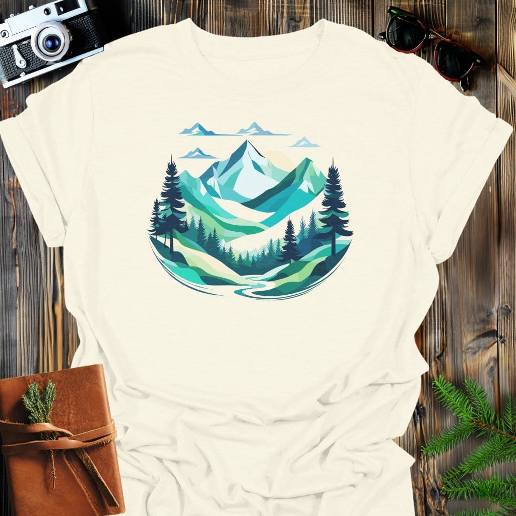 Majestic Valley T-Shirt In Natural / S Lightweight adventure tee for outdoor lovers Perfect for hiking camping or road trips Made from soft breathable cotton for all-day comfort Ideal for nature lovers and adventurers FAYO Threads outdoor apparel remember Fun Awaits You Outside