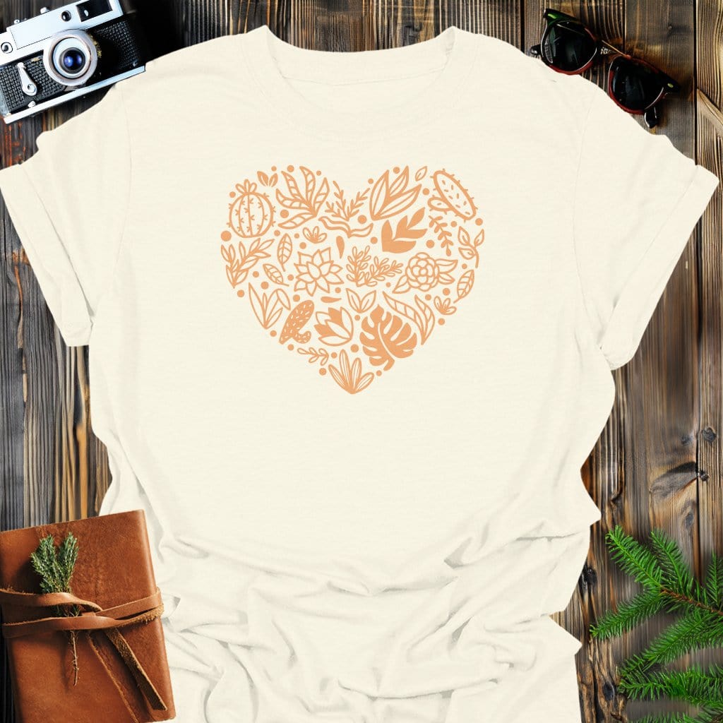 Planted Heart T-Shirt In Natural / S Lightweight adventure tee for outdoor lovers Perfect for hiking camping or road trips Made from soft breathable cotton for all-day comfort Ideal for nature lovers and adventurers FAYO Threads outdoor apparel remember Fun Awaits You Outside