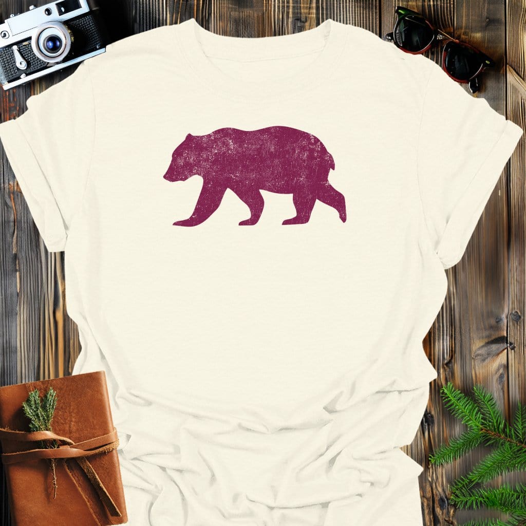 Roaming Bear T-Shirt In Natural / S Lightweight adventure tee for outdoor lovers Perfect for hiking camping or road trips Made from soft breathable cotton for all-day comfort Ideal for nature lovers and adventurers FAYO Threads outdoor apparel remember Fun Awaits You Outside