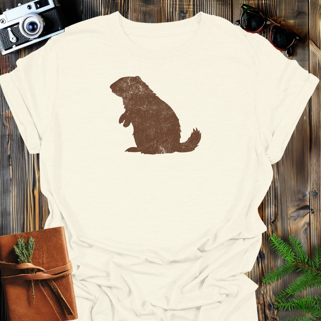 Rustic Marmot T-Shirt In Natural / S Lightweight adventure tee for outdoor lovers Perfect for hiking camping or road trips Made from soft breathable cotton for all-day comfort Ideal for nature lovers and adventurers FAYO Threads outdoor apparel remember Fun Awaits You Outside