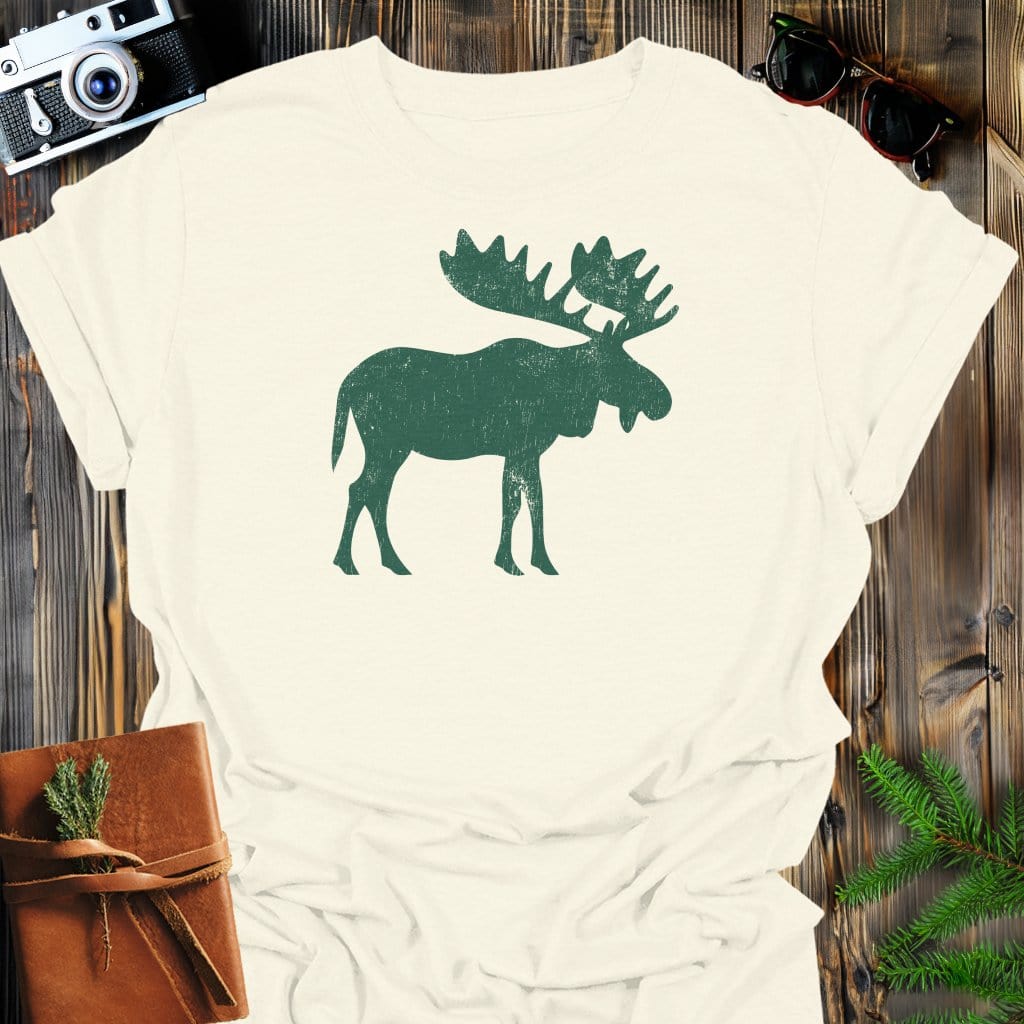 Rustic Moose T-Shirt In Natural / S Lightweight adventure tee for outdoor lovers Perfect for hiking camping or road trips Made from soft breathable cotton for all-day comfort Ideal for nature lovers and adventurers FAYO Threads outdoor apparel remember Fun Awaits You Outside