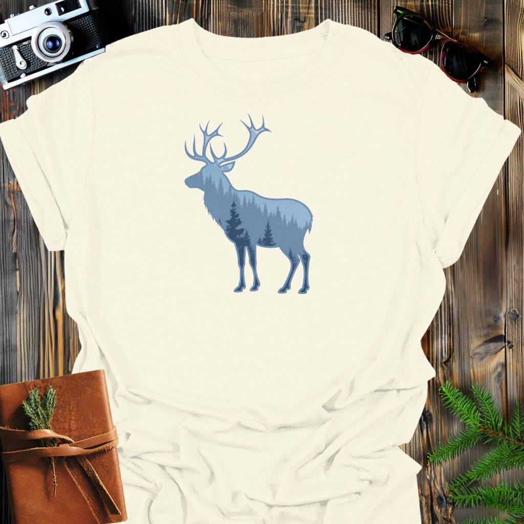 Wild Elk T-Shirt In Natural / S Lightweight adventure tee for outdoor lovers Perfect for hiking camping or road trips Made from soft breathable cotton for all-day comfort Ideal for nature lovers and adventurers FAYO Threads outdoor apparel remember Fun Awaits You Outside