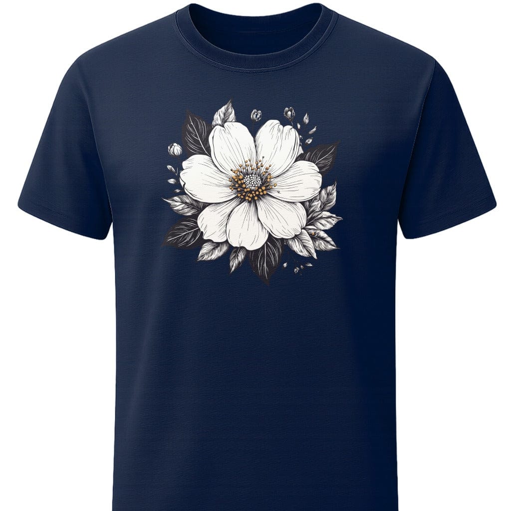 Bloom T-Shirt In S / Navy Lightweight adventure tee for outdoor lovers Perfect for hiking camping or road trips Made from soft breathable cotton for all-day comfort Ideal for nature lovers and adventurers FAYO Threads outdoor apparel remember Fun Awaits You Outside