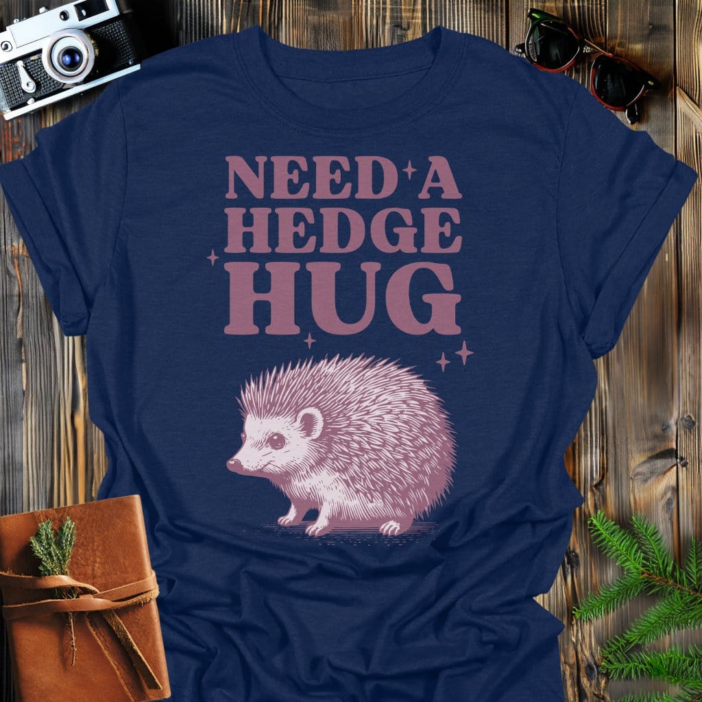 Hedge Hug T-Shirt In Navy / S Lightweight adventure tee for outdoor lovers Perfect for hiking camping or road trips Made from soft breathable cotton for all-day comfort Ideal for nature lovers and adventurers FAYO Threads outdoor apparel remember Fun Awaits You Outside