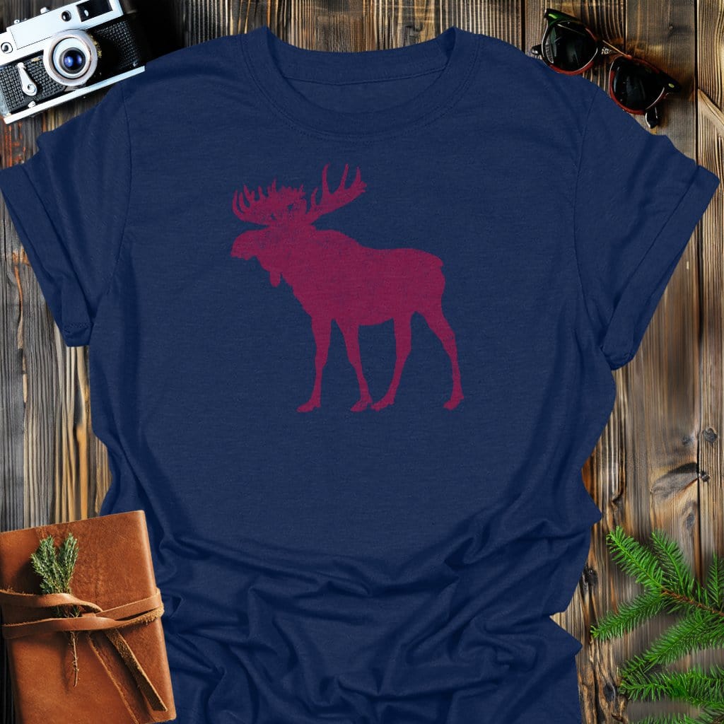 Majestic Moose T-Shirt In Navy / S Lightweight adventure tee for outdoor lovers Perfect for hiking camping or road trips Made from soft breathable cotton for all-day comfort Ideal for nature lovers and adventurers FAYO Threads outdoor apparel remember Fun Awaits You Outside