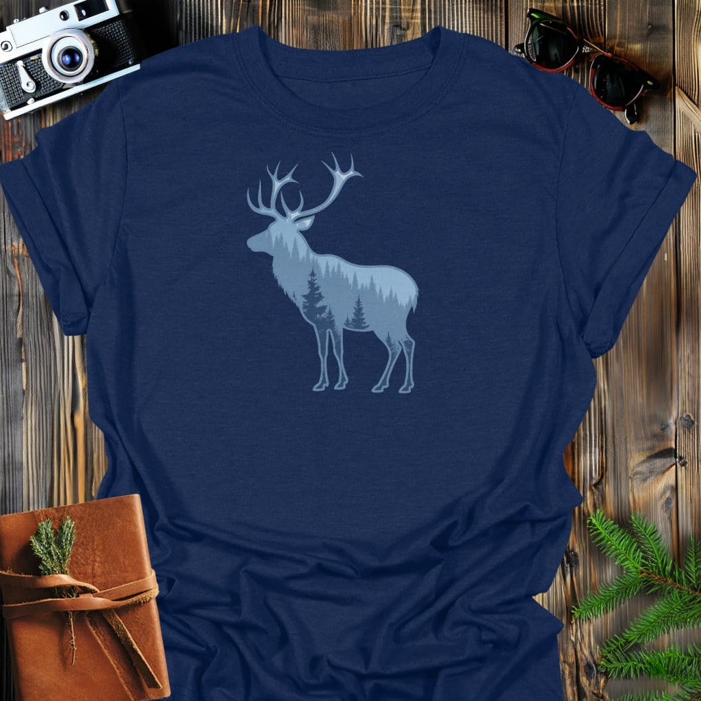 Wild Elk T-Shirt In Navy / S Lightweight adventure tee for outdoor lovers Perfect for hiking camping or road trips Made from soft breathable cotton for all-day comfort Ideal for nature lovers and adventurers FAYO Threads outdoor apparel remember Fun Awaits You Outside