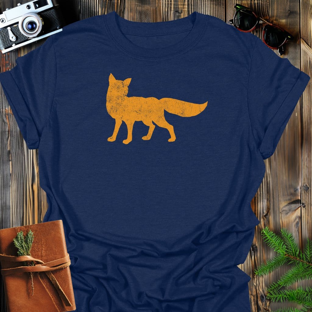 Wild Fox T-Shirt In Navy / S Lightweight adventure tee for outdoor lovers Perfect for hiking camping or road trips Made from soft breathable cotton for all-day comfort Ideal for nature lovers and adventurers FAYO Threads outdoor apparel remember Fun Awaits You Outside