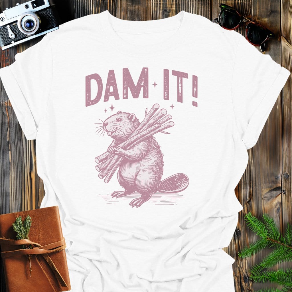 Dam It Beaver T-Shirt In White / S Lightweight adventure tee for outdoor lovers Perfect for hiking camping or road trips Made from soft breathable cotton for all-day comfort Ideal for nature lovers and adventurers FAYO Threads outdoor apparel remember Fun Awaits You Outside