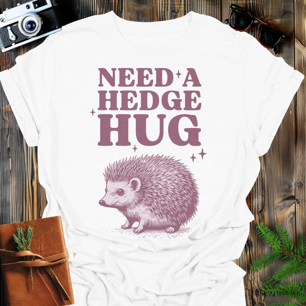 Hedge Hug T-Shirt In White / S Lightweight adventure tee for outdoor lovers Perfect for hiking camping or road trips Made from soft breathable cotton for all-day comfort Ideal for nature lovers and adventurers FAYO Threads outdoor apparel remember Fun Awaits You Outside