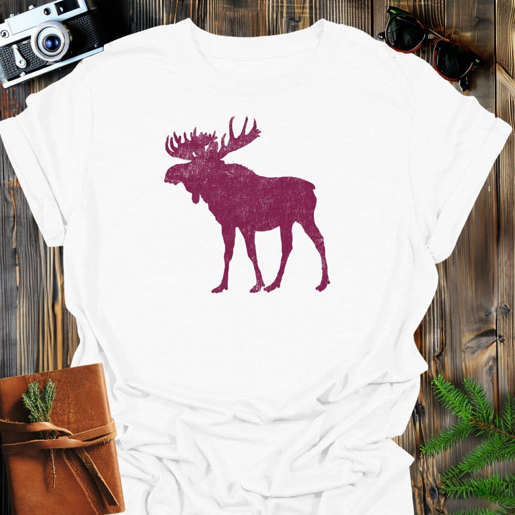Majestic Moose T-Shirt In White / S Lightweight adventure tee for outdoor lovers Perfect for hiking camping or road trips Made from soft breathable cotton for all-day comfort Ideal for nature lovers and adventurers FAYO Threads outdoor apparel remember Fun Awaits You Outside