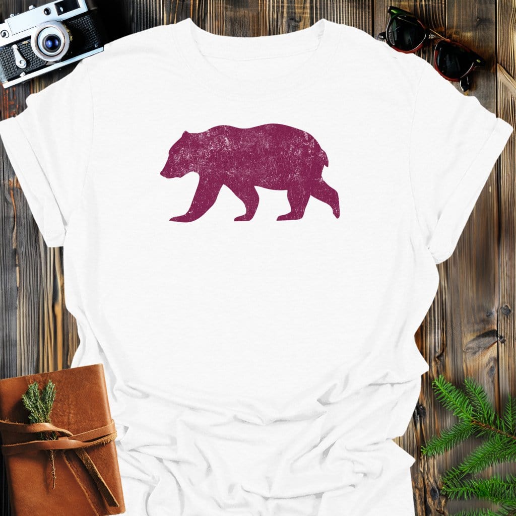 Roaming Bear T-Shirt In White / S Lightweight adventure tee for outdoor lovers Perfect for hiking camping or road trips Made from soft breathable cotton for all-day comfort Ideal for nature lovers and adventurers FAYO Threads outdoor apparel remember Fun Awaits You Outside