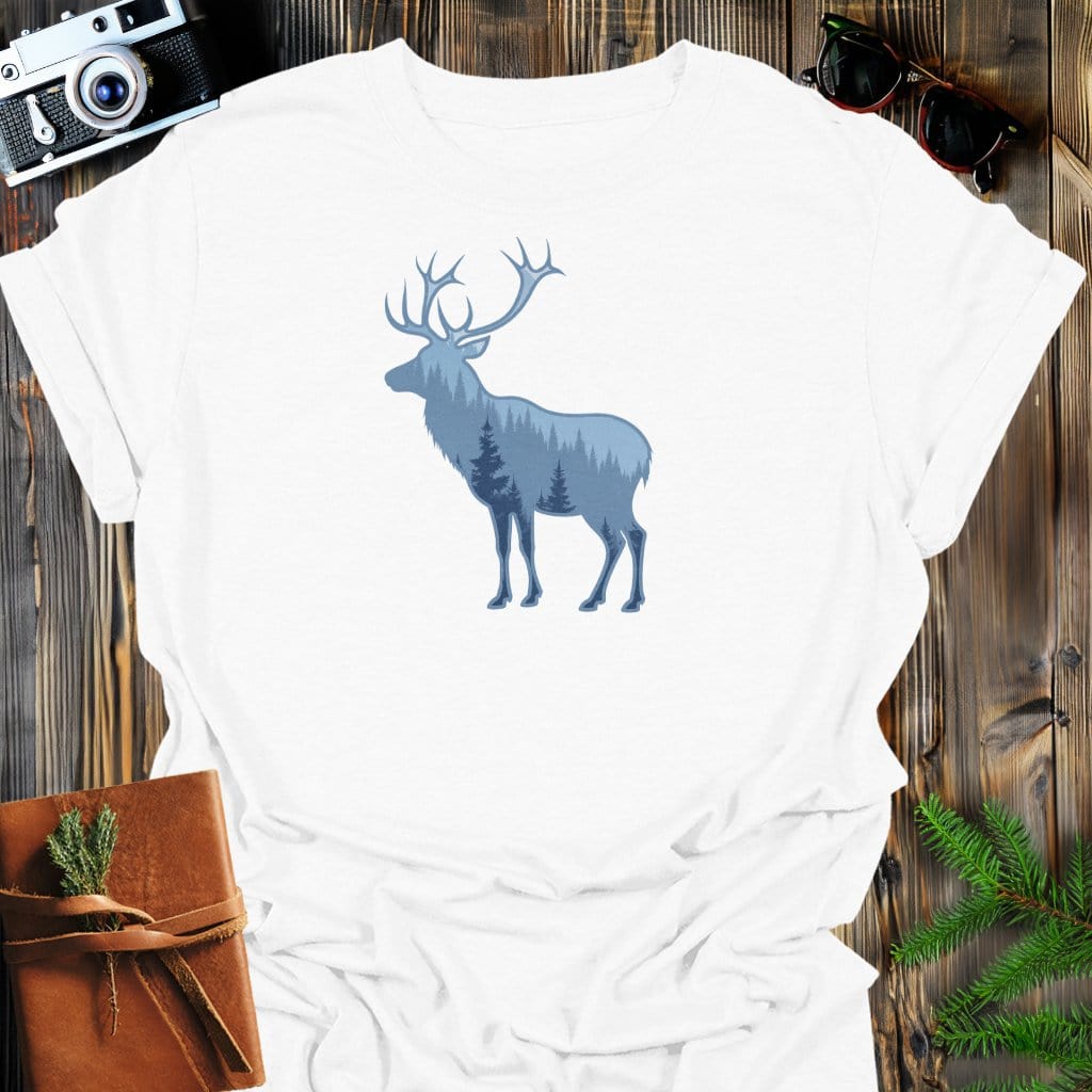 Wild Elk T-Shirt In White / S Lightweight adventure tee for outdoor lovers Perfect for hiking camping or road trips Made from soft breathable cotton for all-day comfort Ideal for nature lovers and adventurers FAYO Threads outdoor apparel remember Fun Awaits You Outside