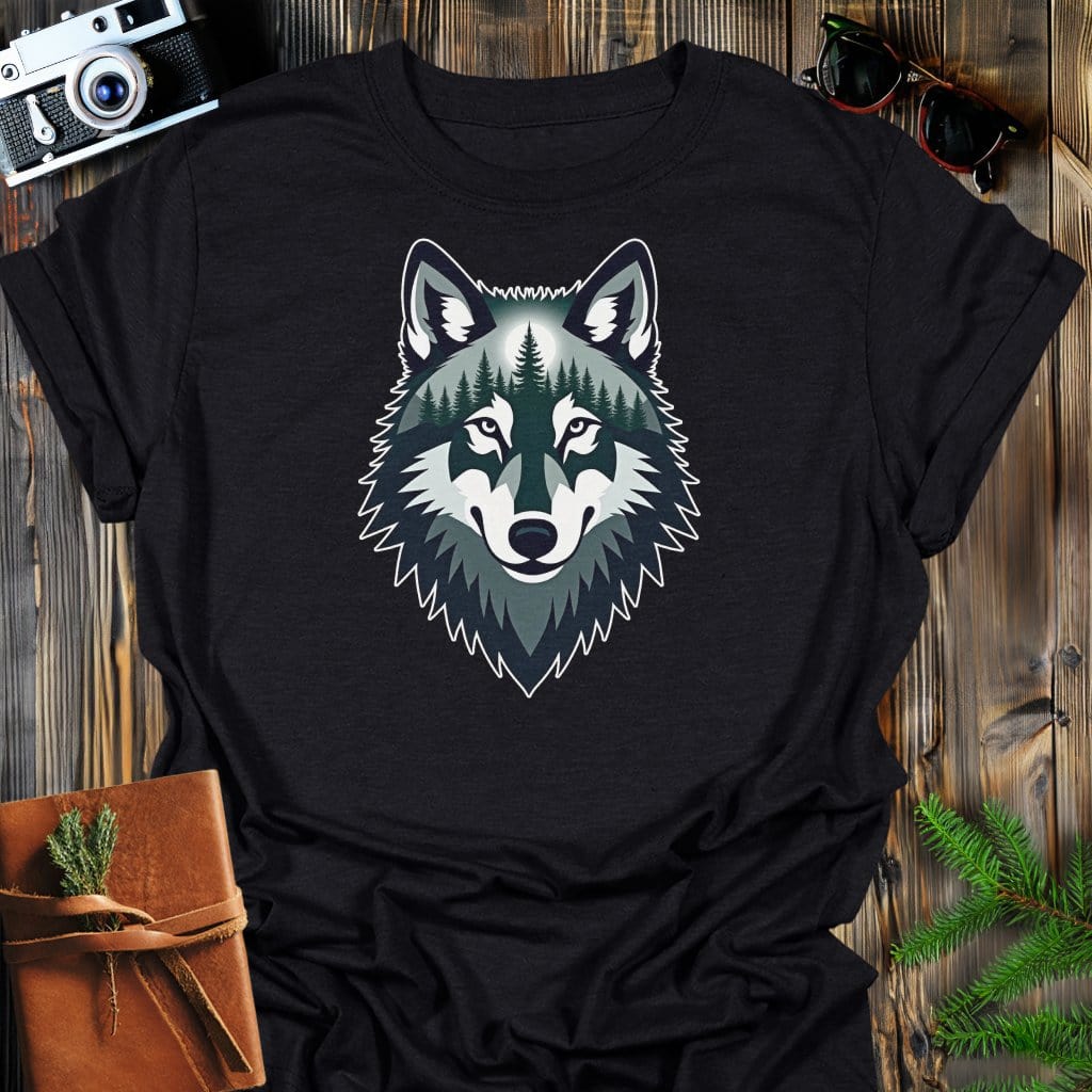 Forest Wolf T-Shirt In Black / S Lightweight adventure tee for outdoor lovers Perfect for hiking camping or road trips Made from soft breathable cotton for all-day comfort Ideal for nature lovers and adventurers FAYO Threads outdoor apparel remember Fun Awaits You Outside