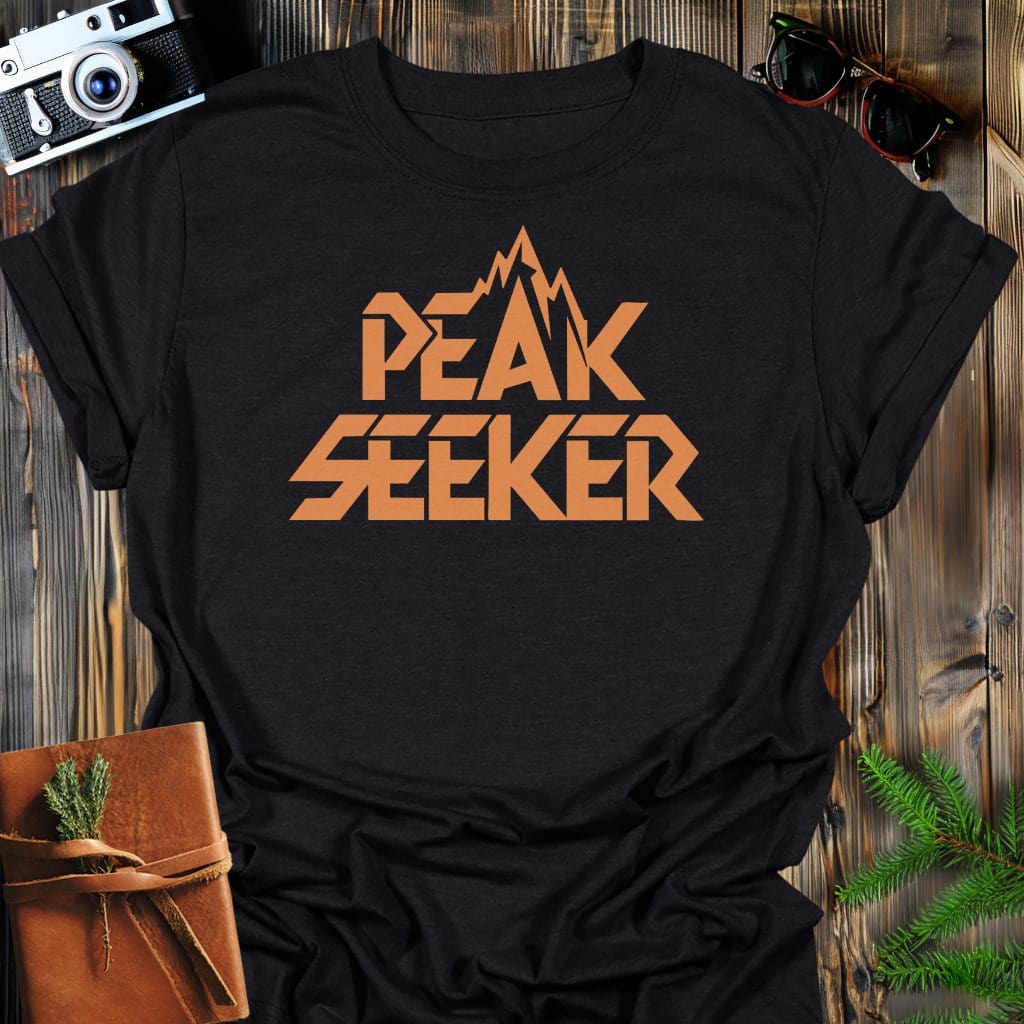 Peak Seeker T-Shirt In Black / S Lightweight adventure tee for outdoor lovers Perfect for hiking camping or road trips Made from soft breathable cotton for all-day comfort Ideal for nature lovers and adventurers FAYO Threads outdoor apparel remember Fun Awaits You Outside