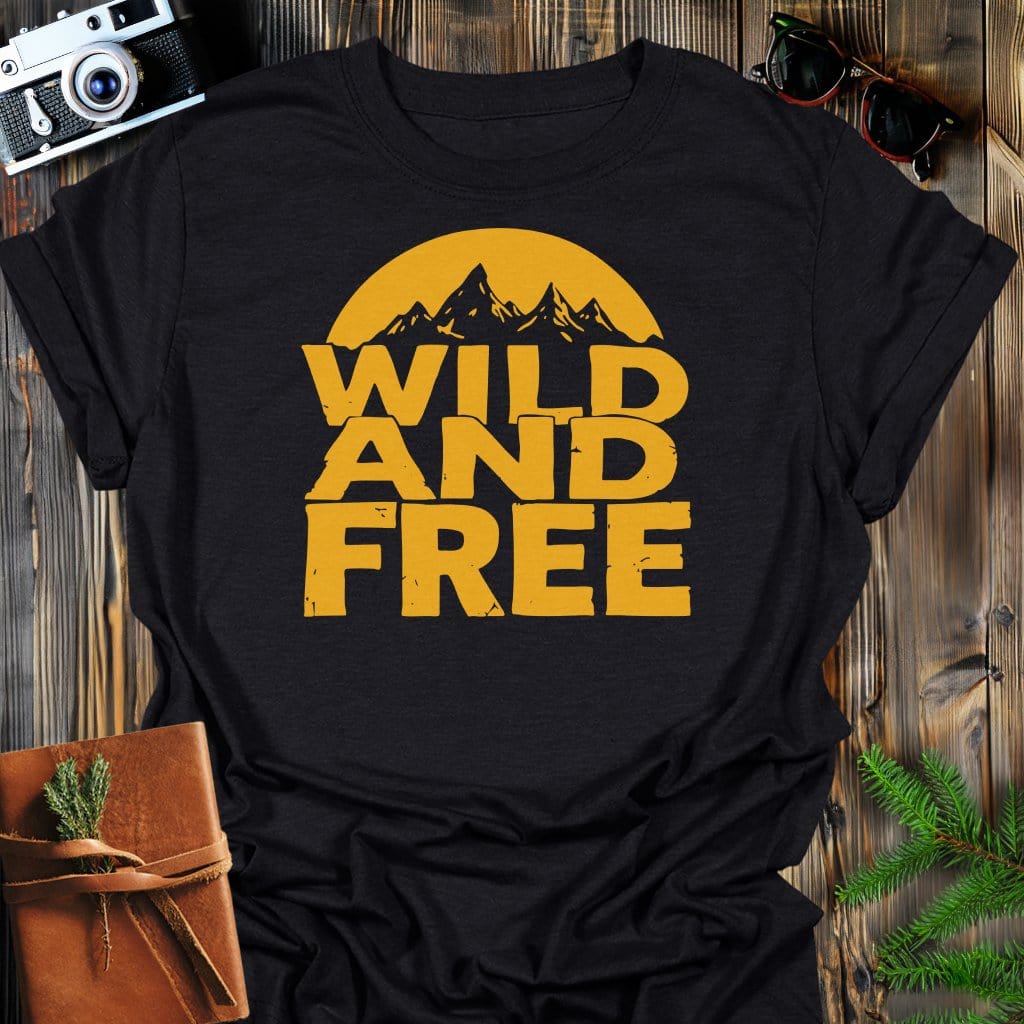 Wild & Free T-Shirt In Black / S Lightweight adventure tee for outdoor lovers Perfect for hiking camping or road trips Made from soft breathable cotton for all-day comfort Ideal for nature lovers and adventurers FAYO Threads outdoor apparel remember Fun Awaits You Outside
