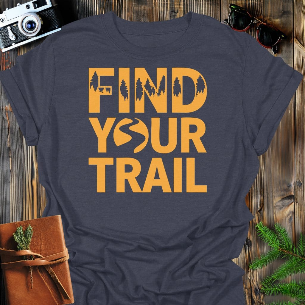 Find Your Trail T-Shirt In Dark Heather / S Lightweight adventure tee for outdoor lovers Perfect for hiking camping or road trips Made from soft breathable cotton for all-day comfort Ideal for nature lovers and adventurers FAYO Threads outdoor apparel remember Fun Awaits You Outside