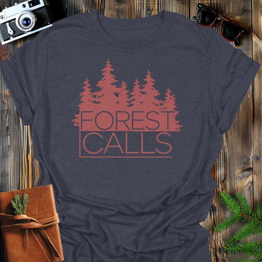 Forest Calls T-Shirt In Dark Heather / S Lightweight adventure tee for outdoor lovers Perfect for hiking camping or road trips Made from soft breathable cotton for all-day comfort Ideal for nature lovers and adventurers FAYO Threads outdoor apparel remember Fun Awaits You Outside