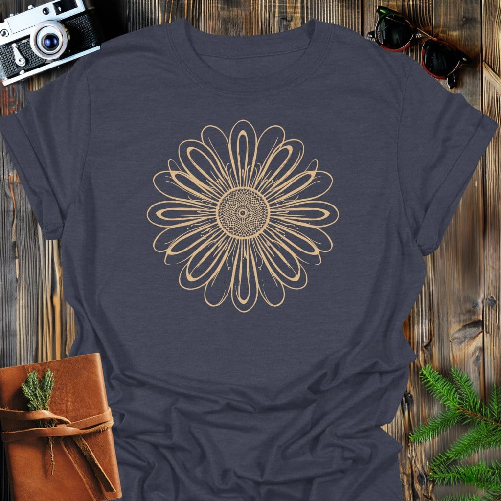 Radiant Petals T-Shirt In Dark Heather / S Lightweight adventure tee for outdoor lovers Perfect for hiking camping or road trips Made from soft breathable cotton for all-day comfort Ideal for nature lovers and adventurers FAYO Threads outdoor apparel remember Fun Awaits You Outside
