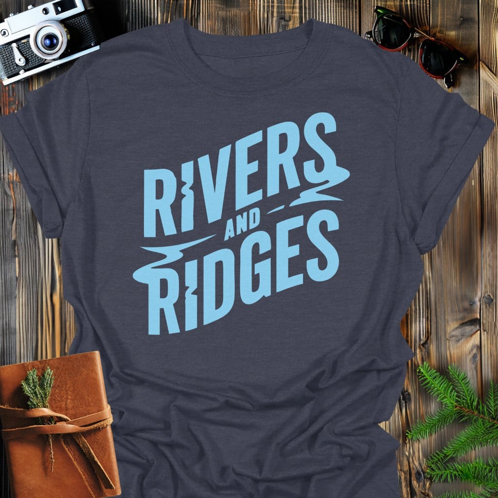 Rivers And Ridges T-Shirt In Dark Heather / S Lightweight adventure tee for outdoor lovers Perfect for hiking camping or road trips Made from soft breathable cotton for all-day comfort Ideal for nature lovers and adventurers FAYO Threads outdoor apparel remember Fun Awaits You Outside