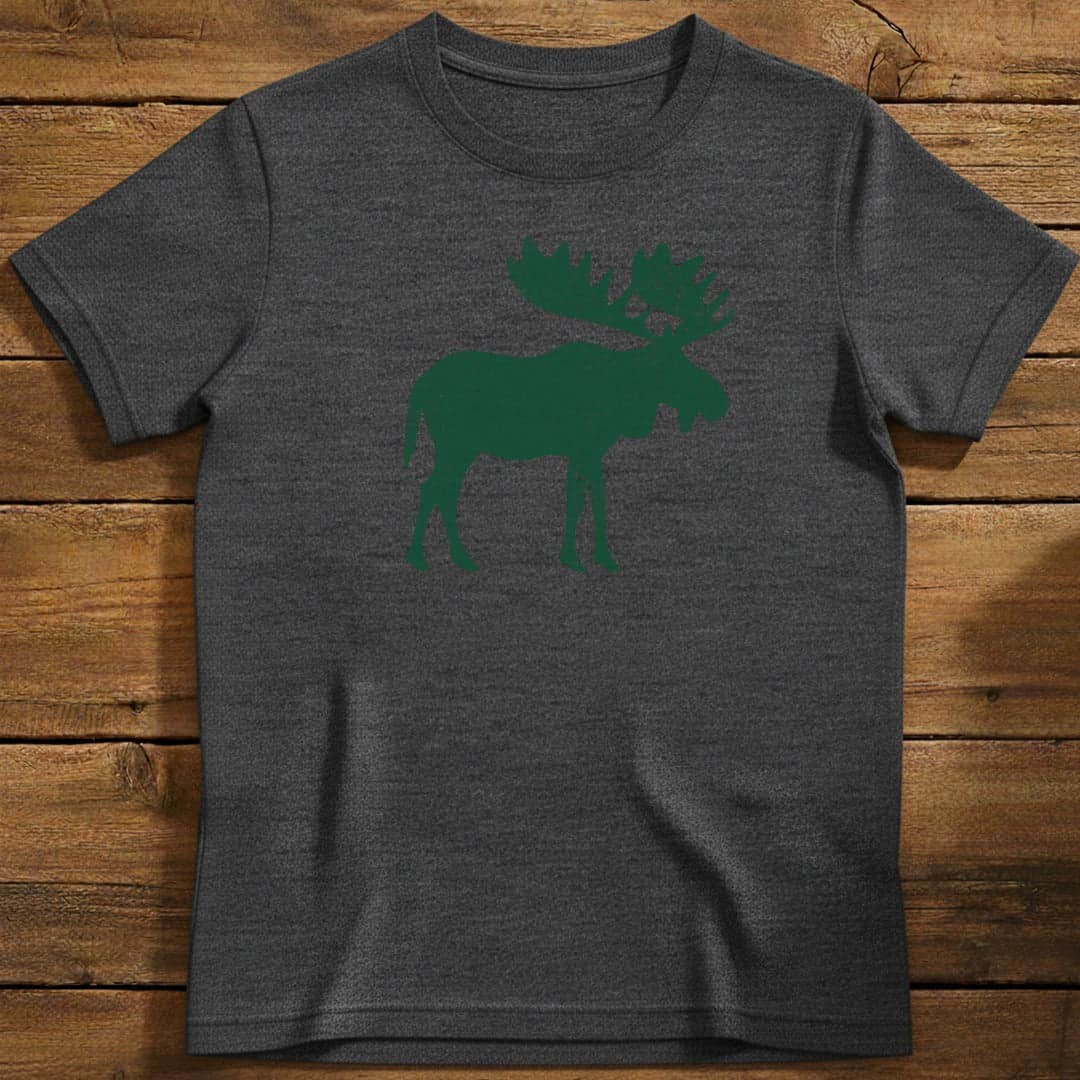 Rustic Moose T-Shirt In Dark Heather / S Lightweight adventure tee for outdoor lovers Perfect for hiking camping or road trips Made from soft breathable cotton for all-day comfort Ideal for nature lovers and adventurers FAYO Threads outdoor apparel remember Fun Awaits You Outside