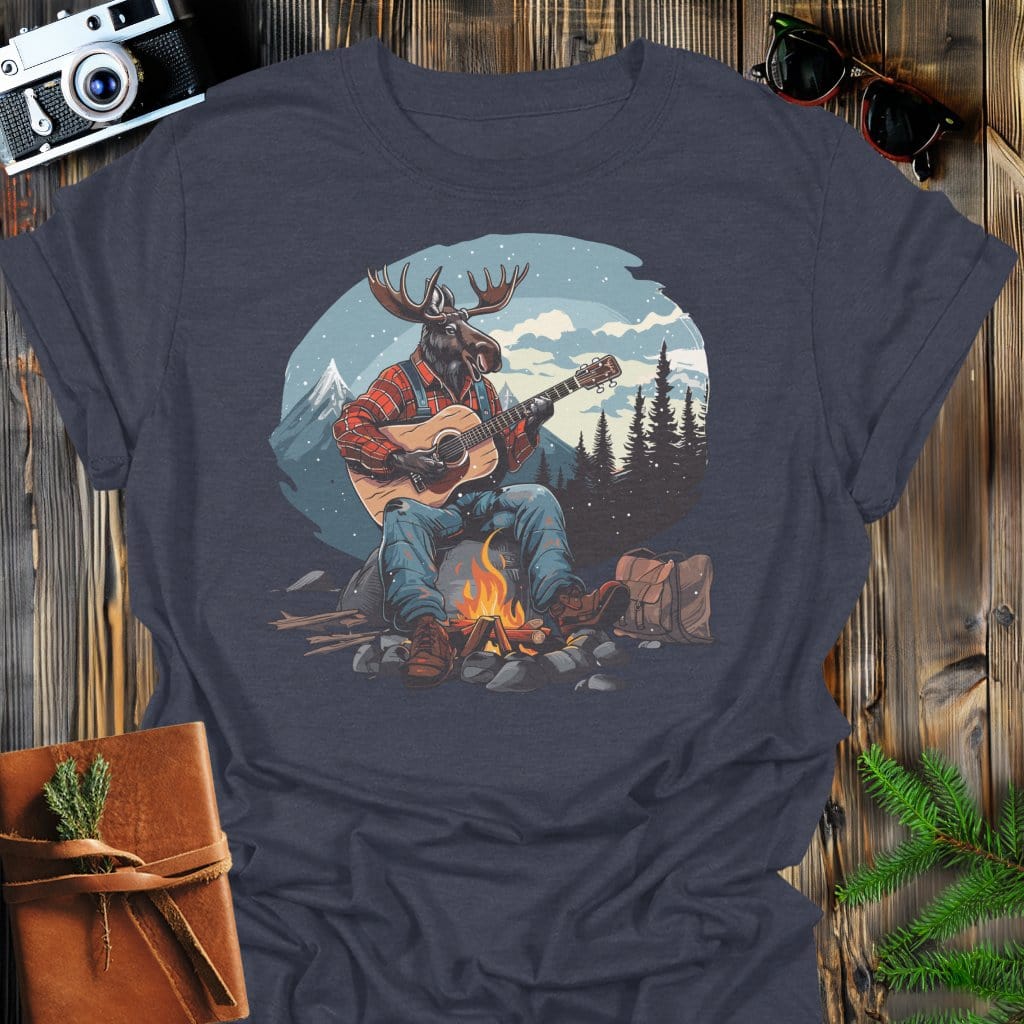 Snowy Moose Mountain Jam T-Shirt In Dark Heather / S Lightweight adventure tee for outdoor lovers Perfect for hiking camping or road trips Made from soft breathable cotton for all-day comfort Ideal for nature lovers and adventurers FAYO Threads outdoor apparel remember Fun Awaits You Outside