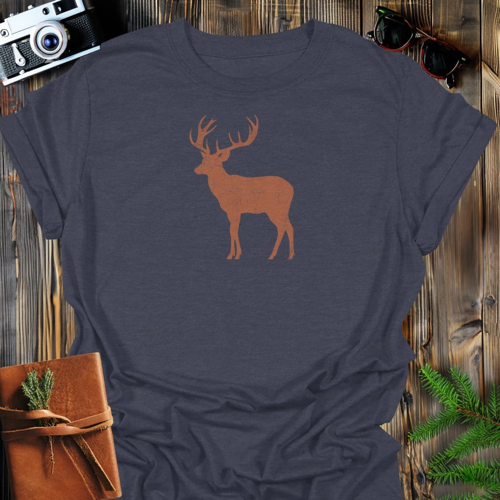 Vintage Buck T-Shirt In Dark Heather / S Lightweight adventure tee for outdoor lovers Perfect for hiking camping or road trips Made from soft breathable cotton for all-day comfort Ideal for nature lovers and adventurers FAYO Threads outdoor apparel remember Fun Awaits You Outside